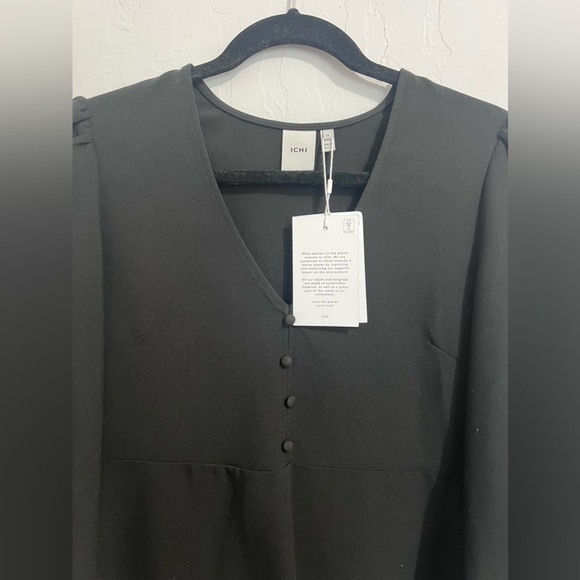 NWT Ichi Long Sleeve Black Mini Dress - Picture 2 of 4